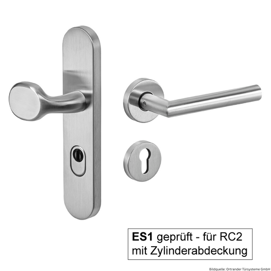 Security ES1 Kombi - Edelstahl - Sicherheitsbeschlag / Schutzbeschlag für Wohnungstüren